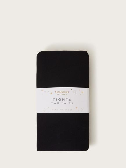 Monsoon Kids' Tights, Pack of 2, Black, Black