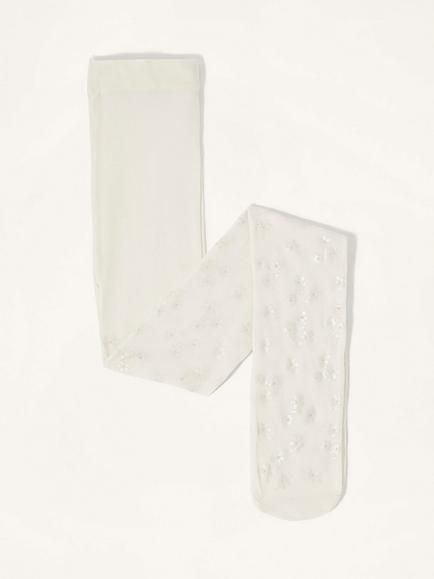 Monsoon Kids' Floral Print Tights, Ivory - view 2, Ivory