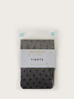 Monsoon Kids' Spot Tights, Black, Black