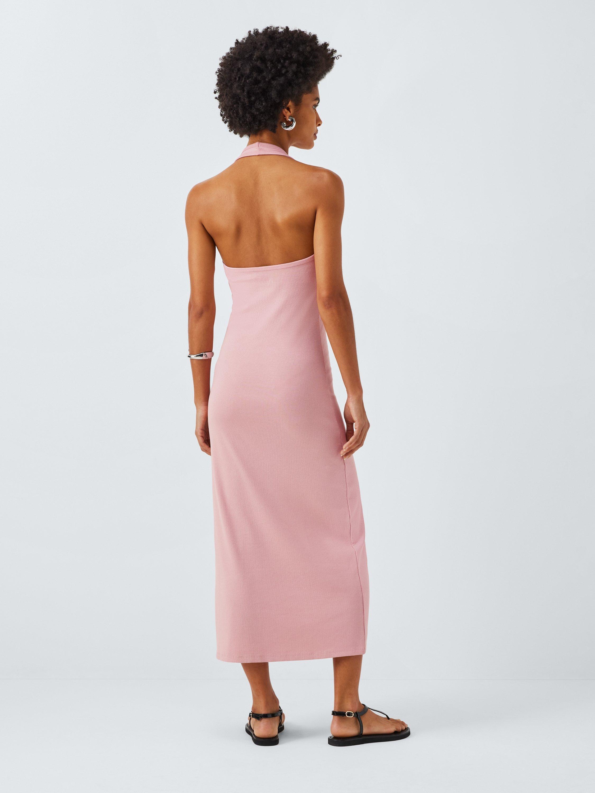 Product image 2 of 6, which shows John Lewis ANYDAY Halterneck Bodycon Midi Dress, Pink, XS