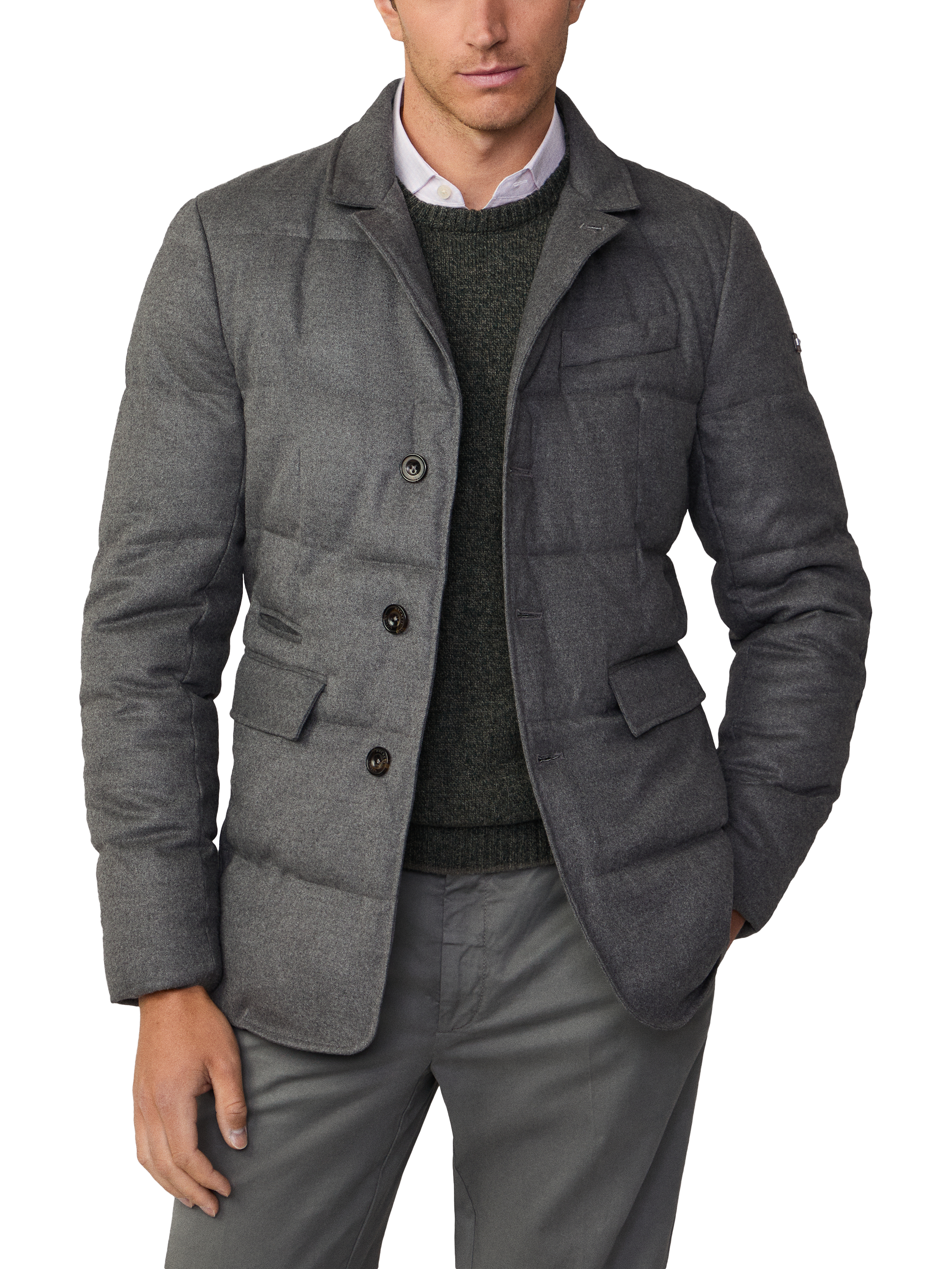 Product image 2 of 6, which shows Hackett London Padded Blazer Jacket, Granite Grey, L