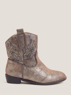 Monsoon Kids' Brooke Cowboy Boots, Bronze, Bronze