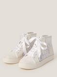 Monsoon Kids' Lace High Top Trainers, Ivory