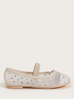 Monsoon Kids' Diamante Ballerina Shoes, Ivory