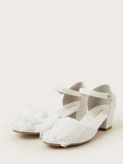 Monsoon Kids' Floppy Bow Heel Lace Shoes, Ivory - view 2, Ivory