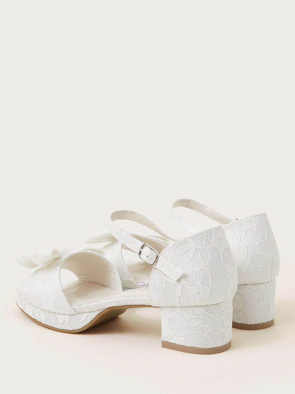Product image 3 of 3, which shows Monsoon Kids' Floppy Bow Heel Lace Shoes, Ivory, 7 Jnr