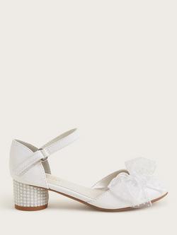 Monsoon Kids' Pearl Bow Heeled Shoes, Ivory