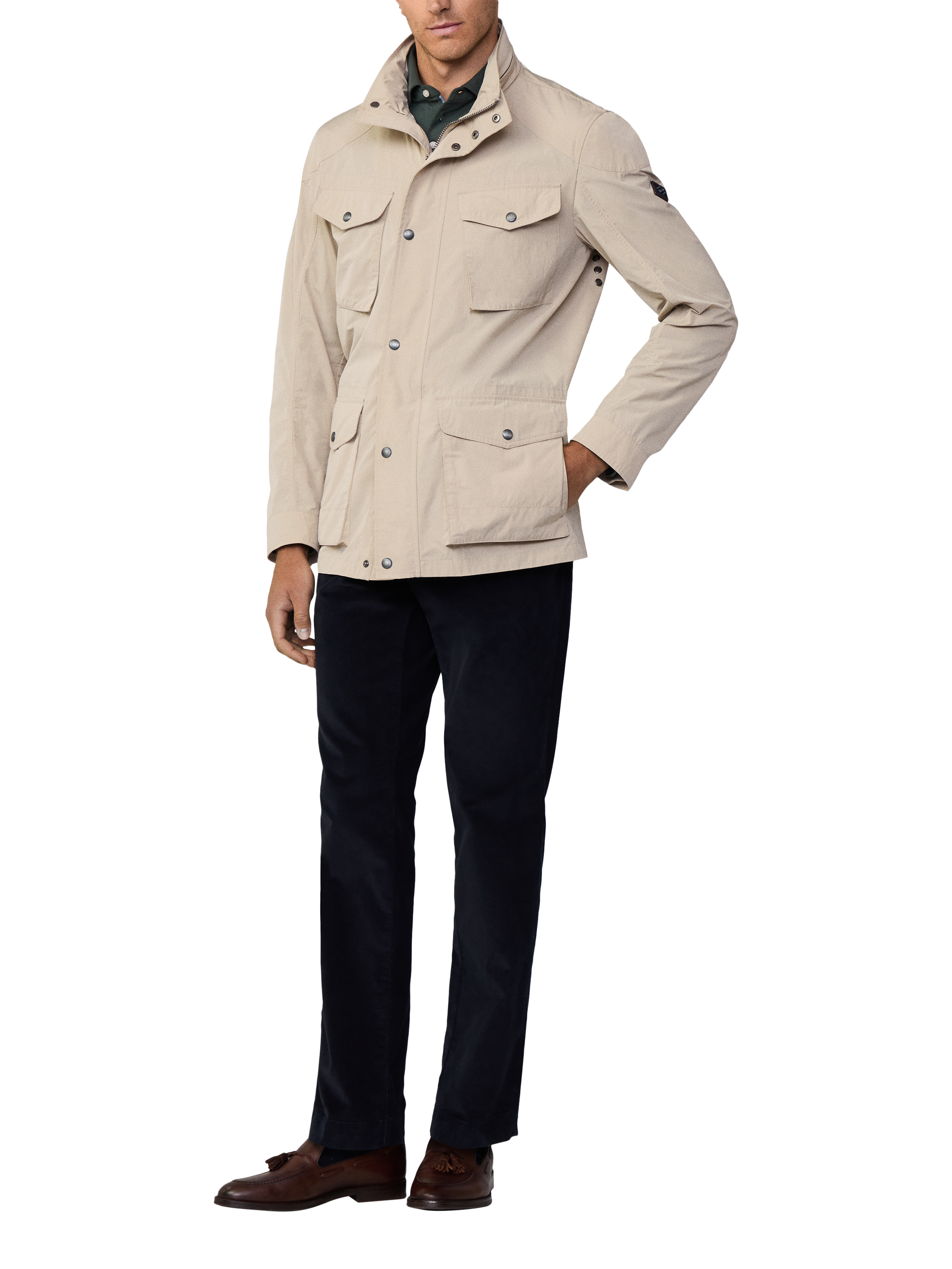 Product image 1 of 8, which shows Hackett London Water-Resistant Cargo Jacket, Taupe Beige, Taupe Beige, XS
