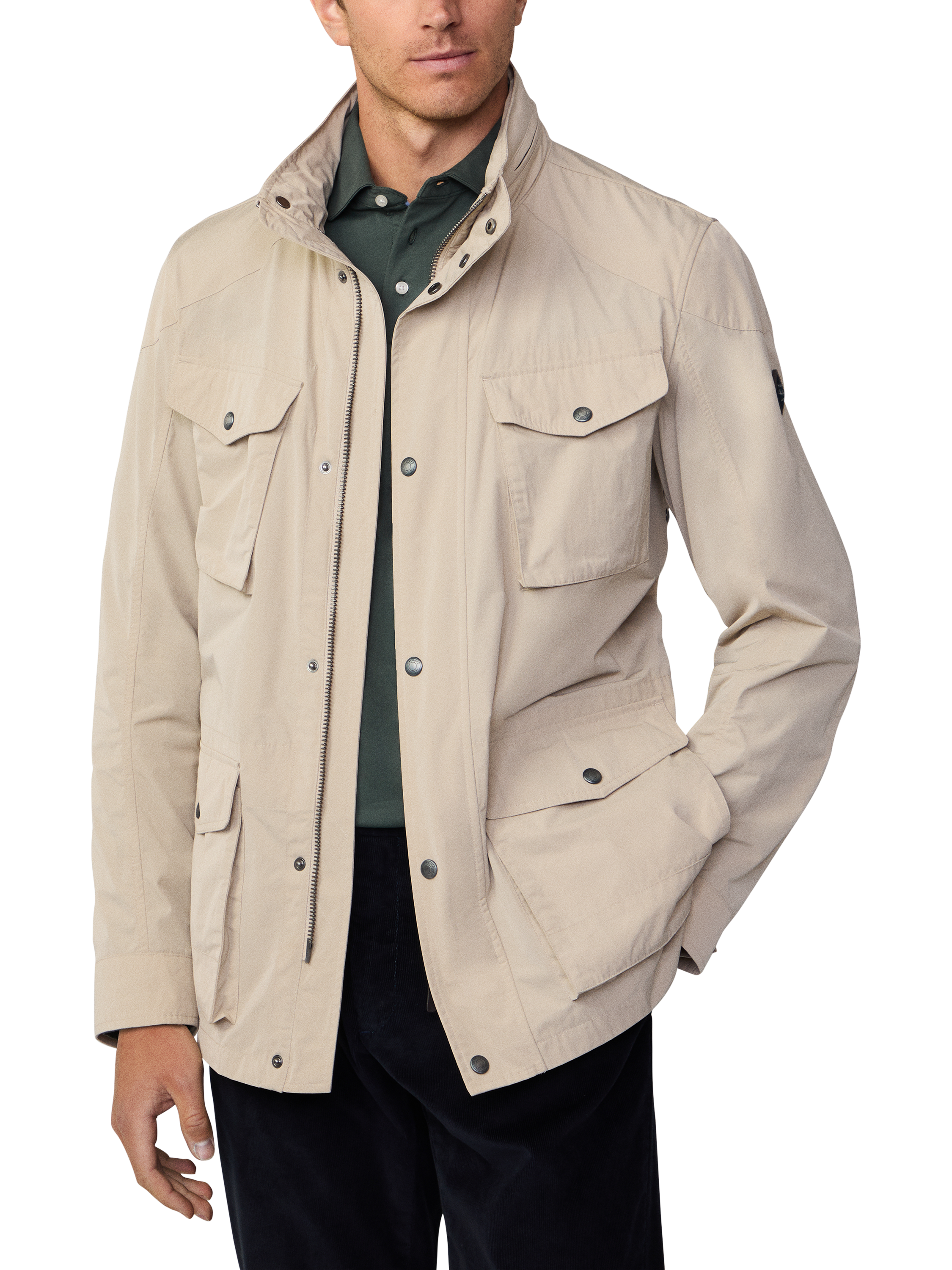 Product image 2 of 8, which shows Hackett London Water-Resistant Cargo Jacket, Taupe Beige, Taupe Beige, XS