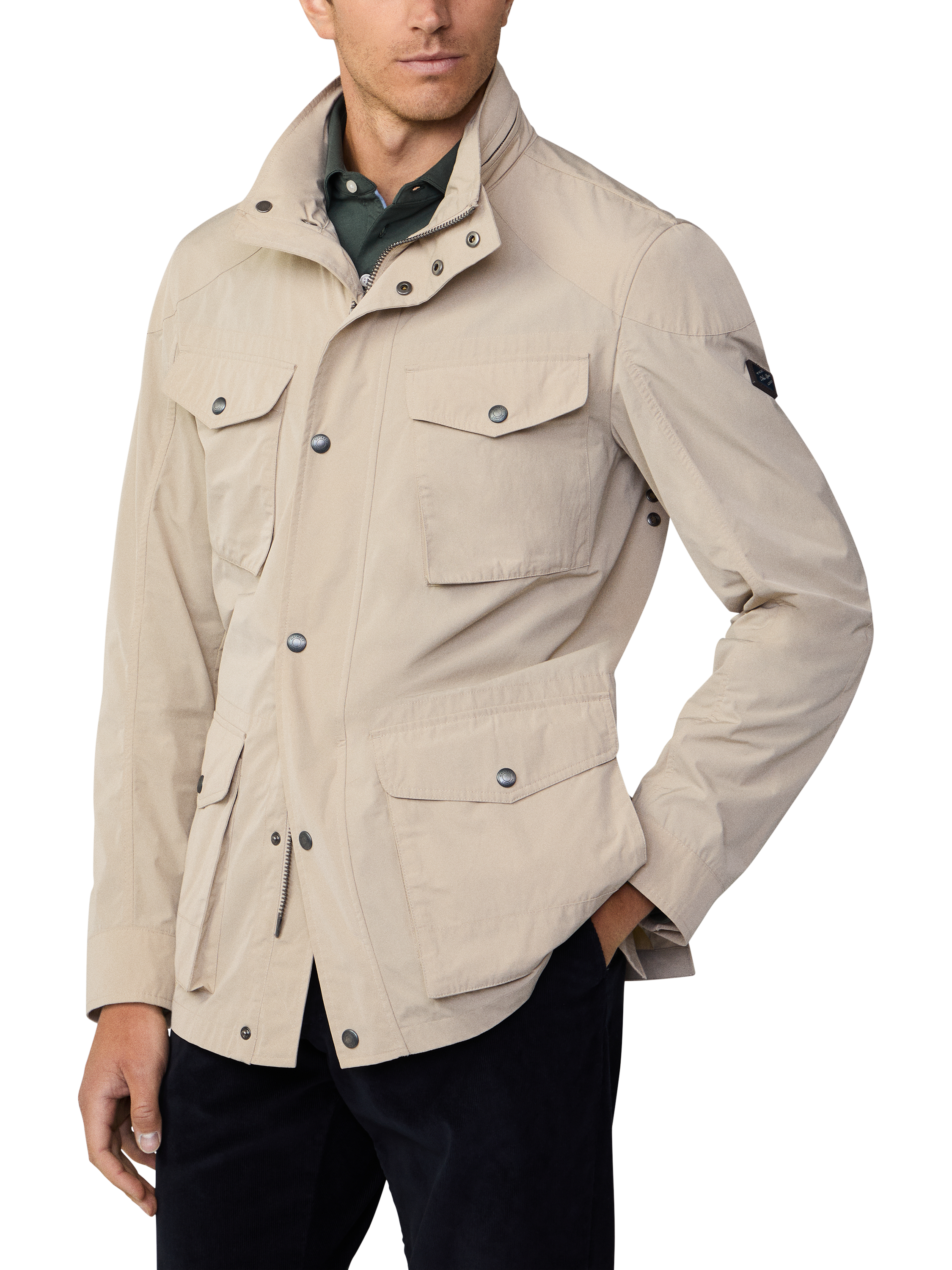 Product image 4 of 8, which shows Hackett London Water-Resistant Cargo Jacket, Taupe Beige, Taupe Beige, XS
