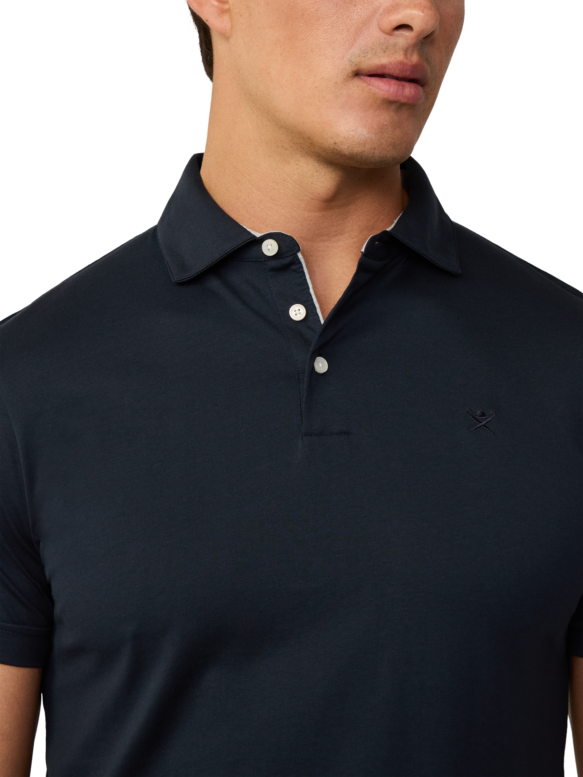 Product image 4 of 6, which shows Hackett London Cotton Classic Fit Short Sleeve Polo Shirt, Navy, L