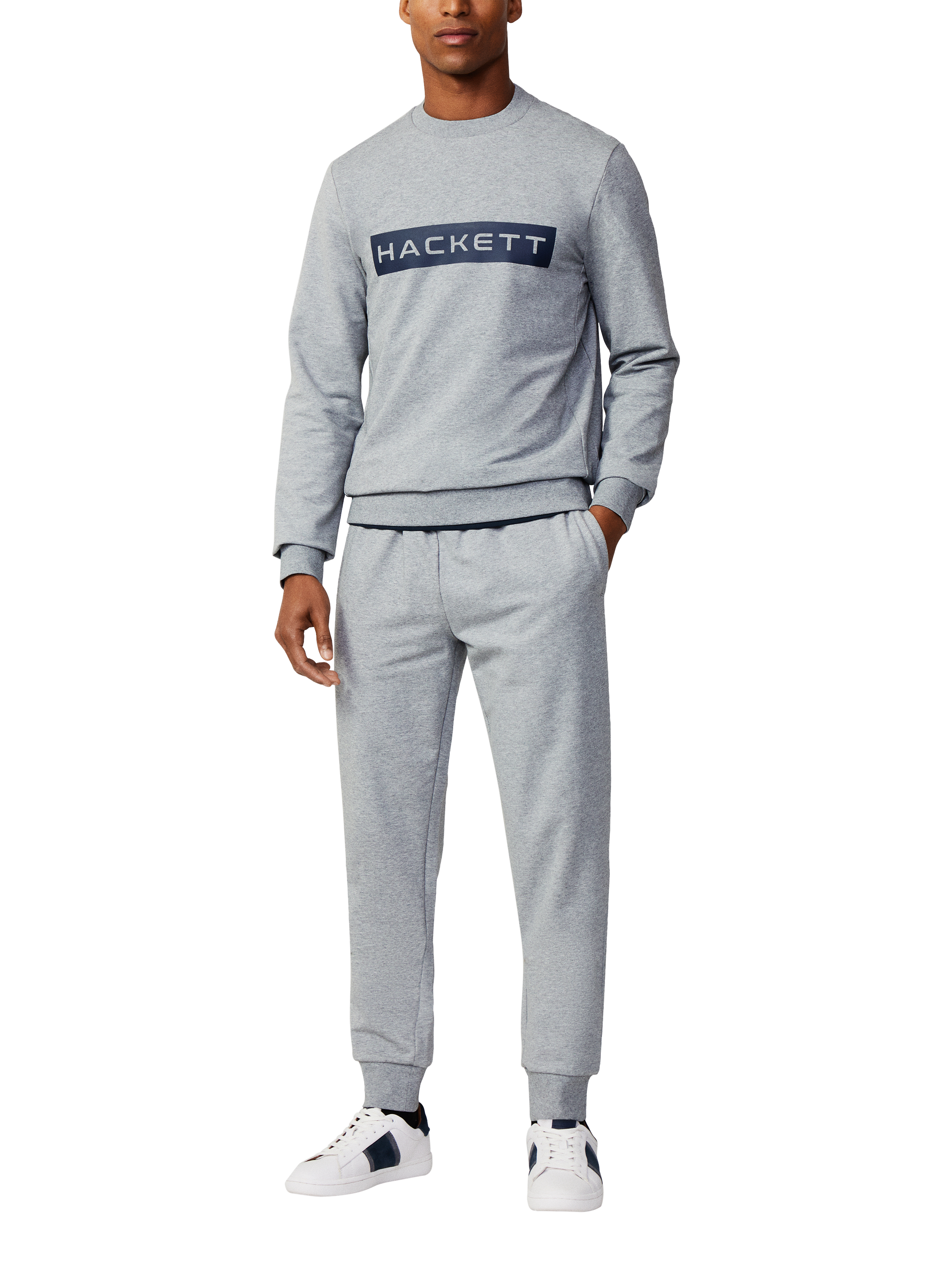 Hackett London Sport Cotton Fleece Sweatshirt, Grey/Navy