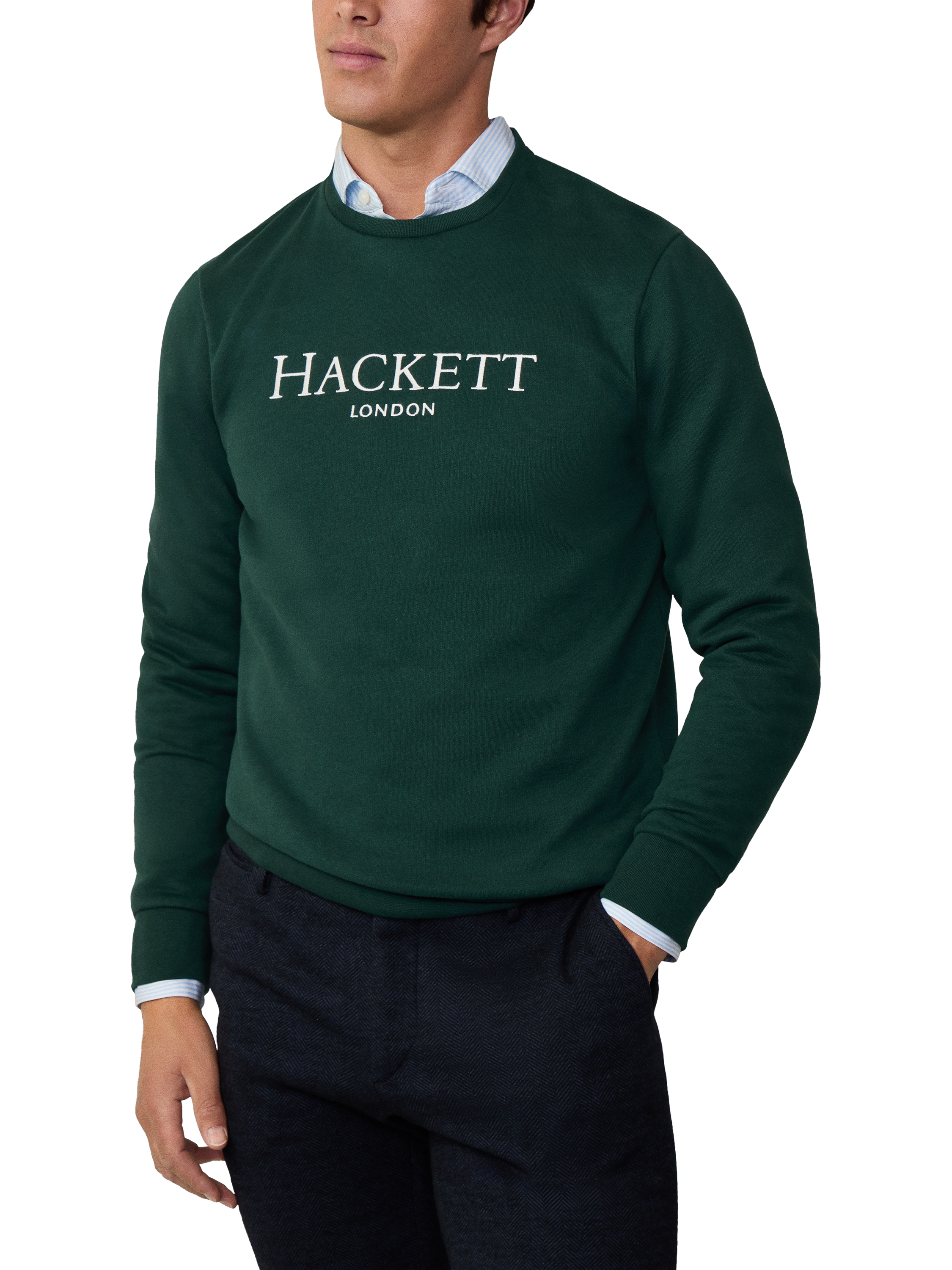 Hackett London Heritage Classic Fit Sweatshirt, Forest Night Green