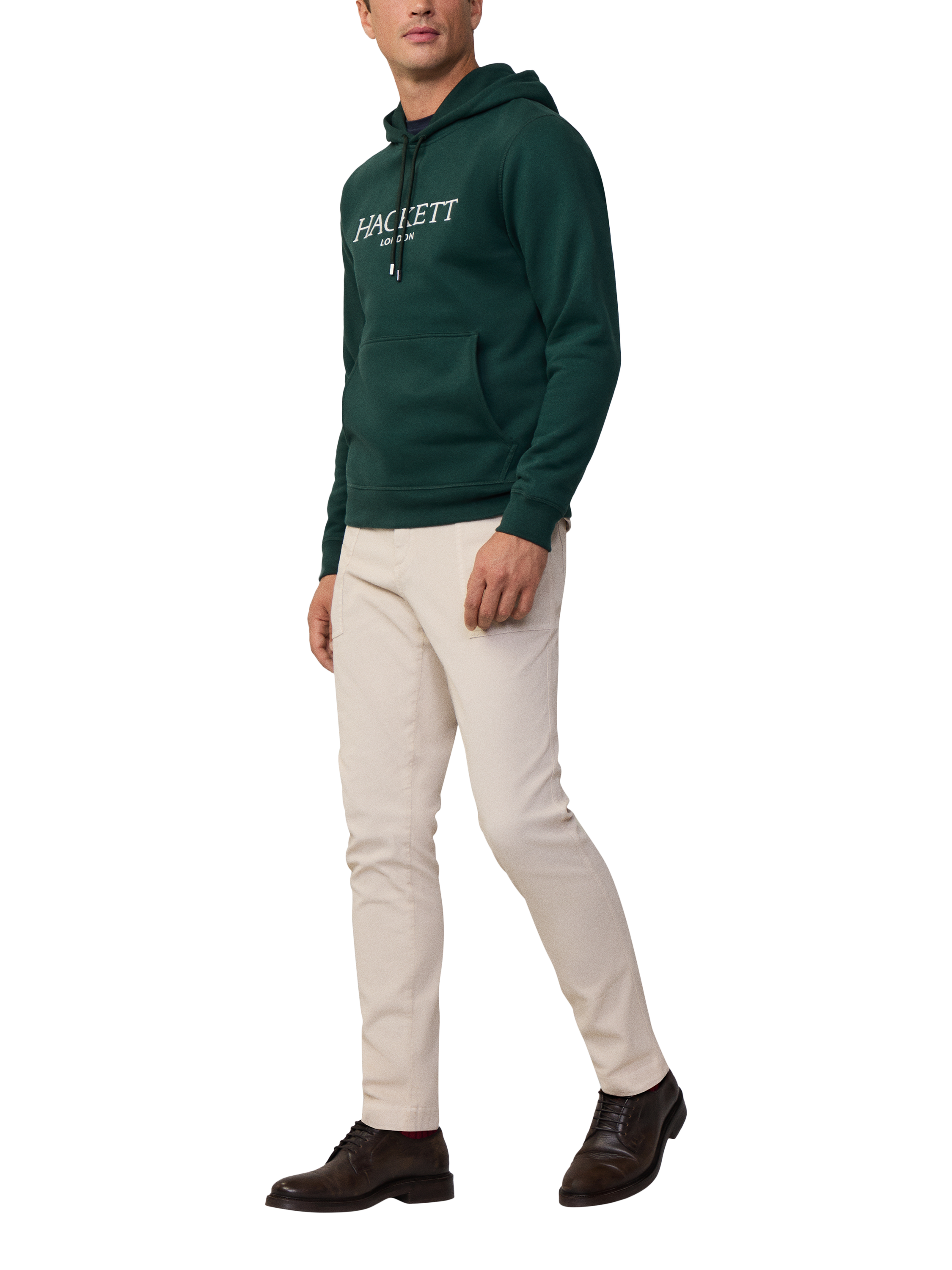 Hackett London Heritage Classic Fit Hoodie, Forest Night Green