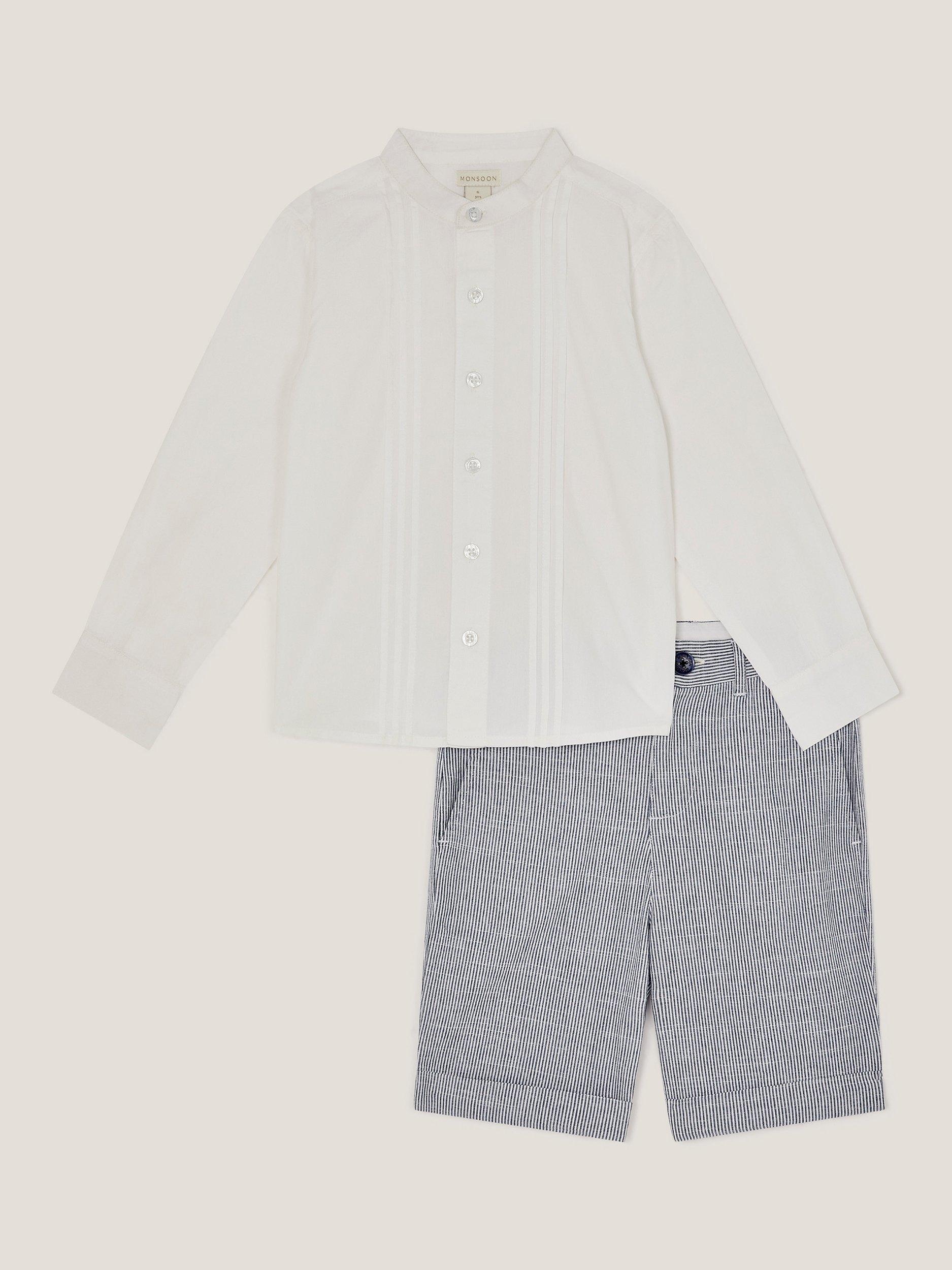 Product image 1 of 3, which shows Monsoon Kids' Cotton Stripe 2-Piece Smart Set, Blue, 6-12 months