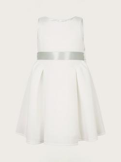 Monsoon Kids' Scuba Bow Back Dress, Ivory