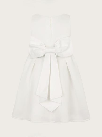 Monsoon Kids' Scuba Bow Back Dress - view 2, Ivory