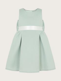 Monsoon Kids' Scuba Bow Back Dress, Sage
