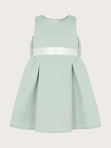 Monsoon Kids' Scuba Bow Back Dress, Sage