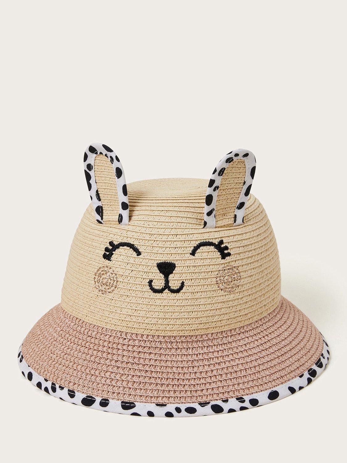 Product image 1 of 2, which shows Monsoon Kids' Straw Bunny Hat, Pink, 0-6 months