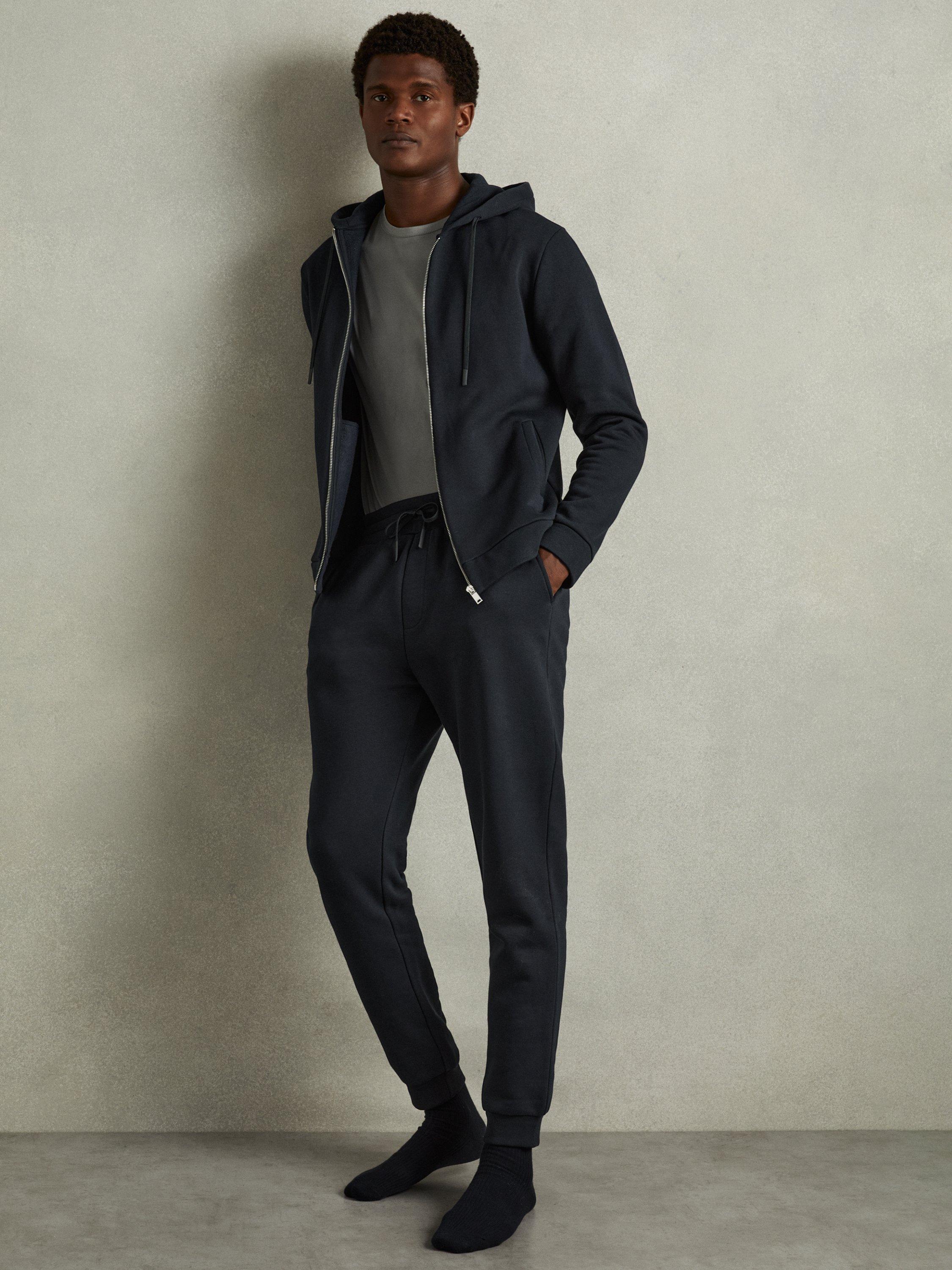 Reiss Callum Cotton Blend Jersey Joggers, Navy