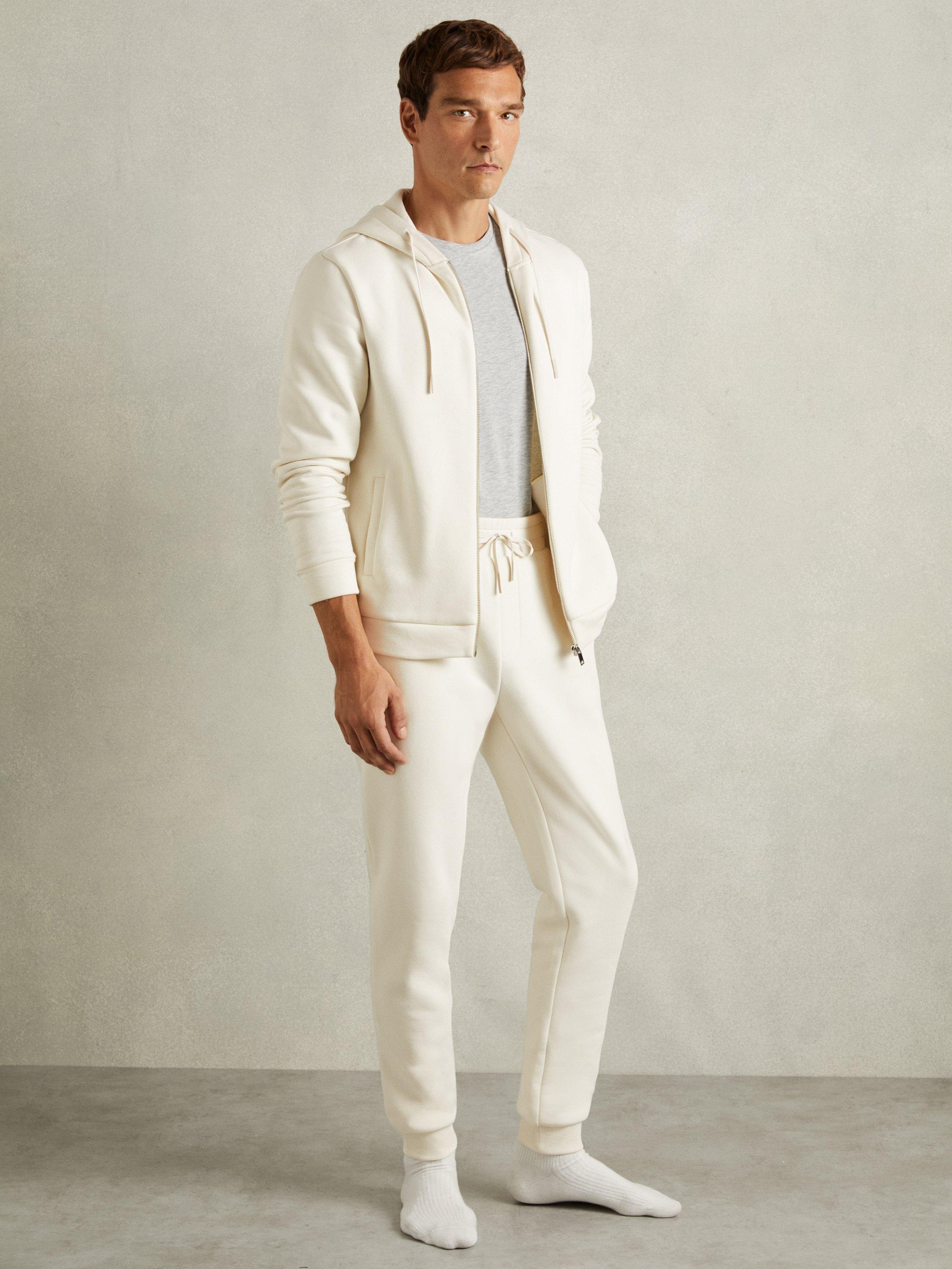 Reiss Callum Cotton Blend Jersey Joggers, Off White