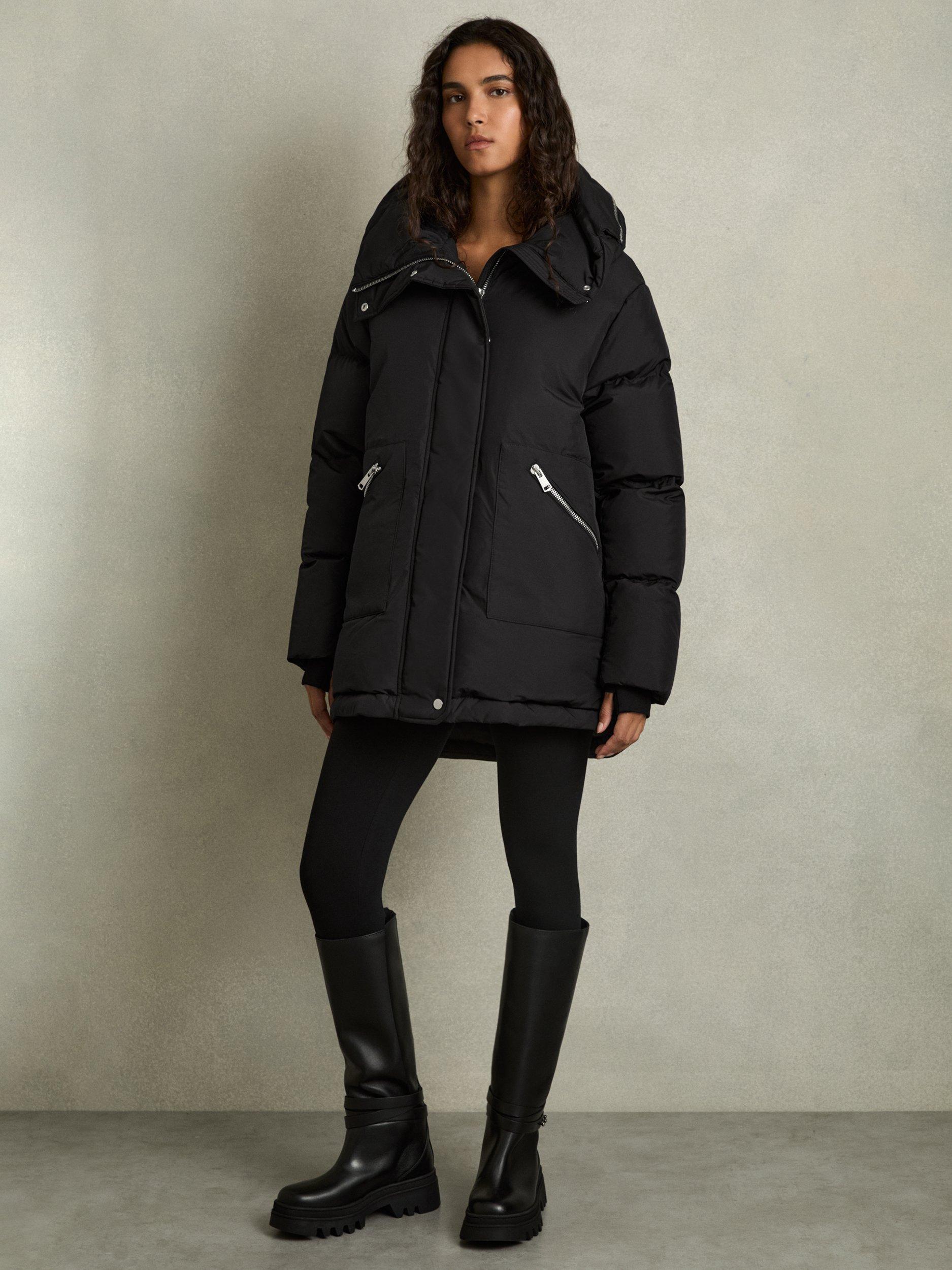 Reiss Lexie Puffer Jacket, Black