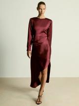 Reiss Valli Drape Dress Burgundy