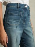 Reiss Sakura Patch Pocket Flare Jeans, Mid Blue