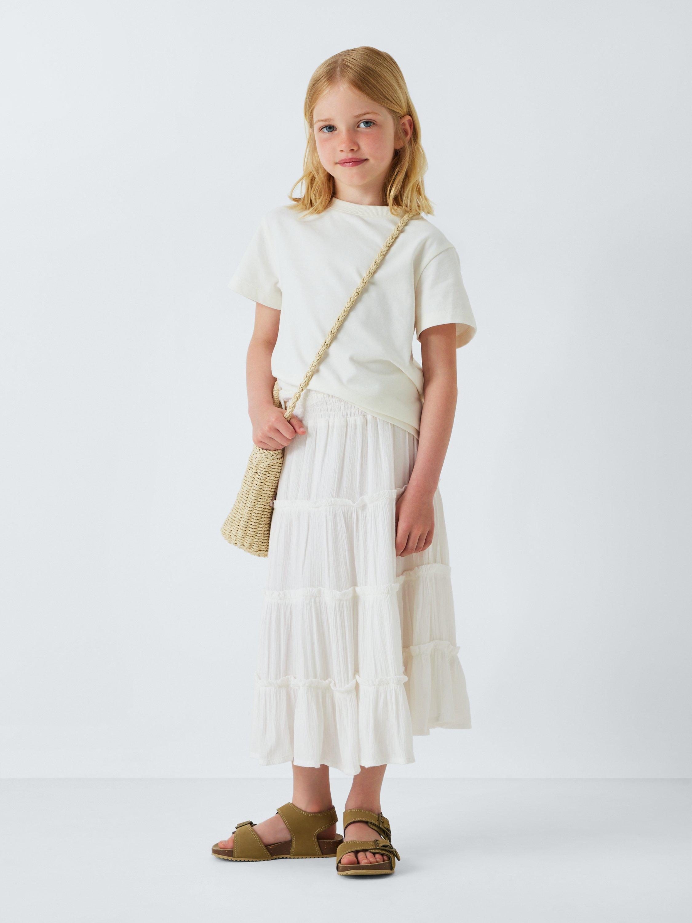 Product image 2 of 7, which shows John Lewis Kids' Tiered Maxi Skirt, White, 5 years
