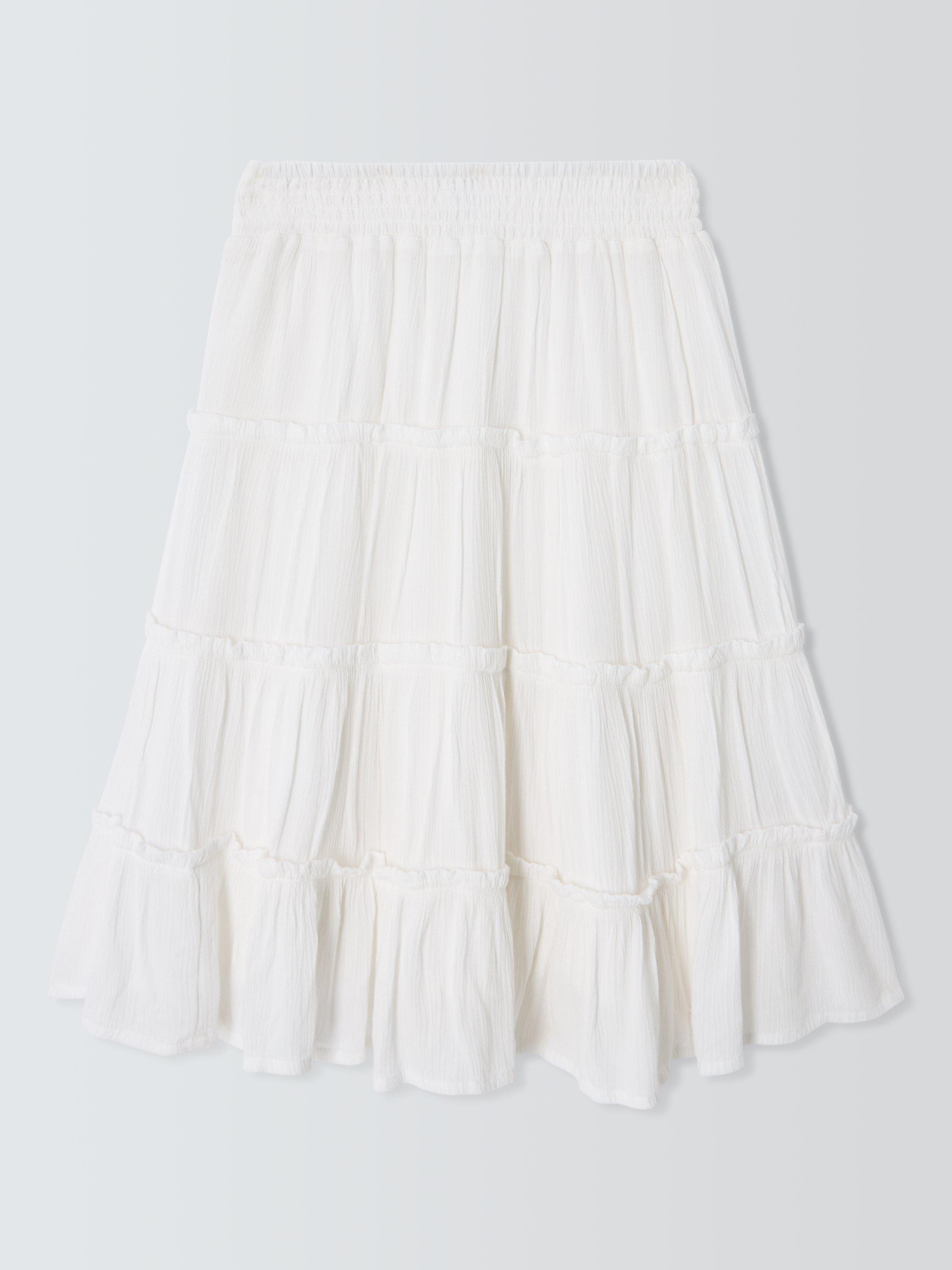 Product image 3 of 7, which shows John Lewis Kids' Tiered Maxi Skirt, White, 5 years