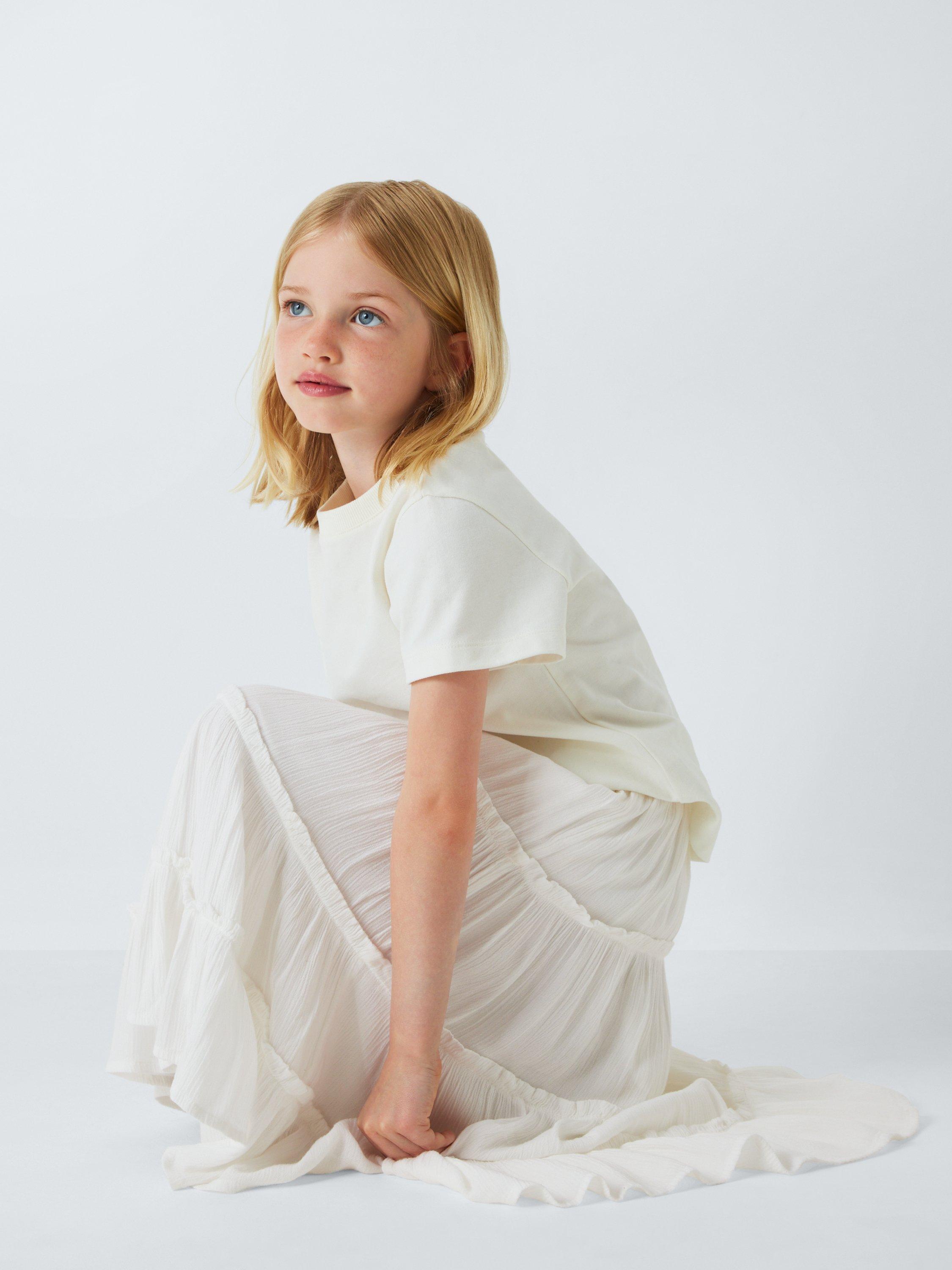 Product image 5 of 7, which shows John Lewis Kids' Tiered Maxi Skirt, White, 5 years