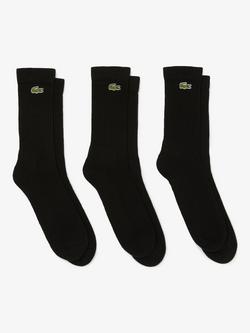 Lacoste High Cut Sport Socks, Pack of 3, Black, Black