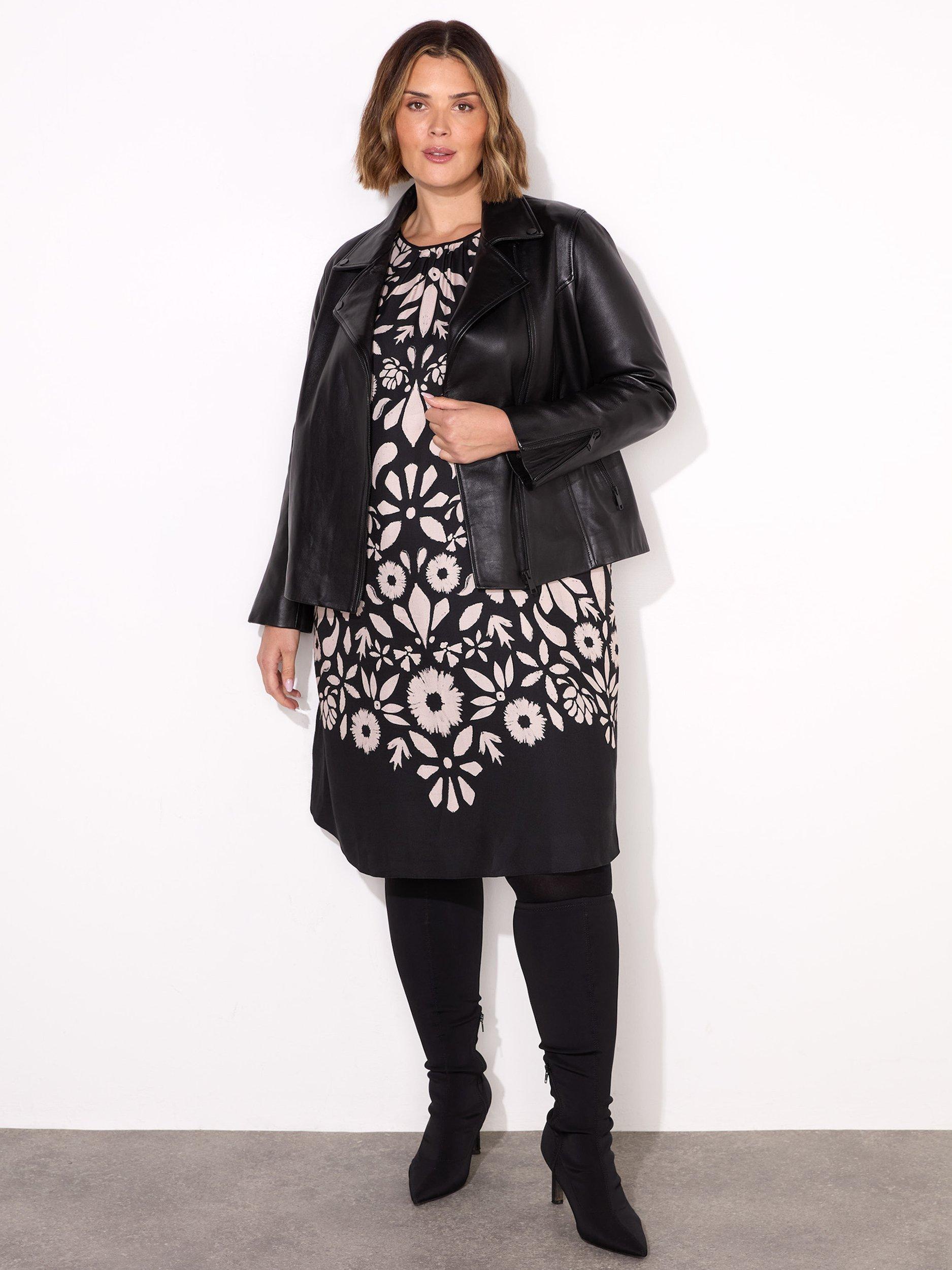 Product image 4 of 6, which shows Live Unlimited Curve Graphic Floral Dress, Black, 12