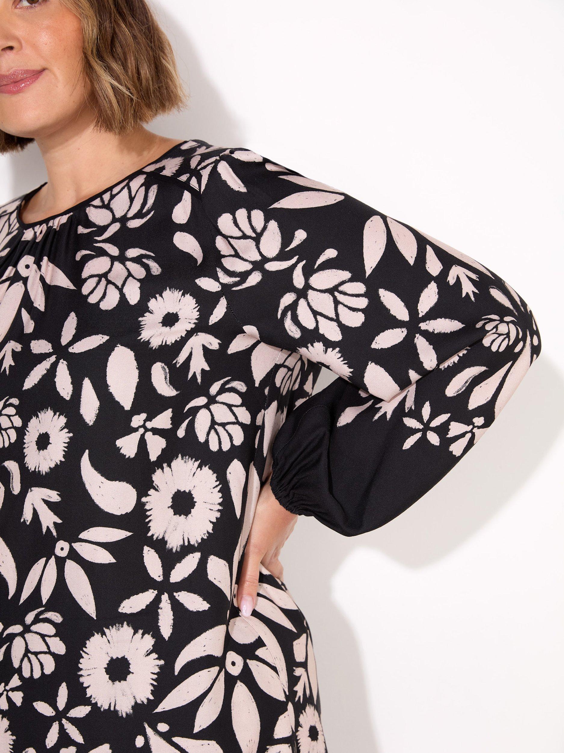 Product image 6 of 6, which shows Live Unlimited Curve Graphic Floral Dress, Black, 12