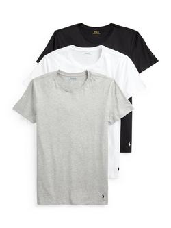 Polo Ralph Lauren Cotton Crew Neck T-Shirts, Pack of 3, Multi, Wht Blk And Hthr