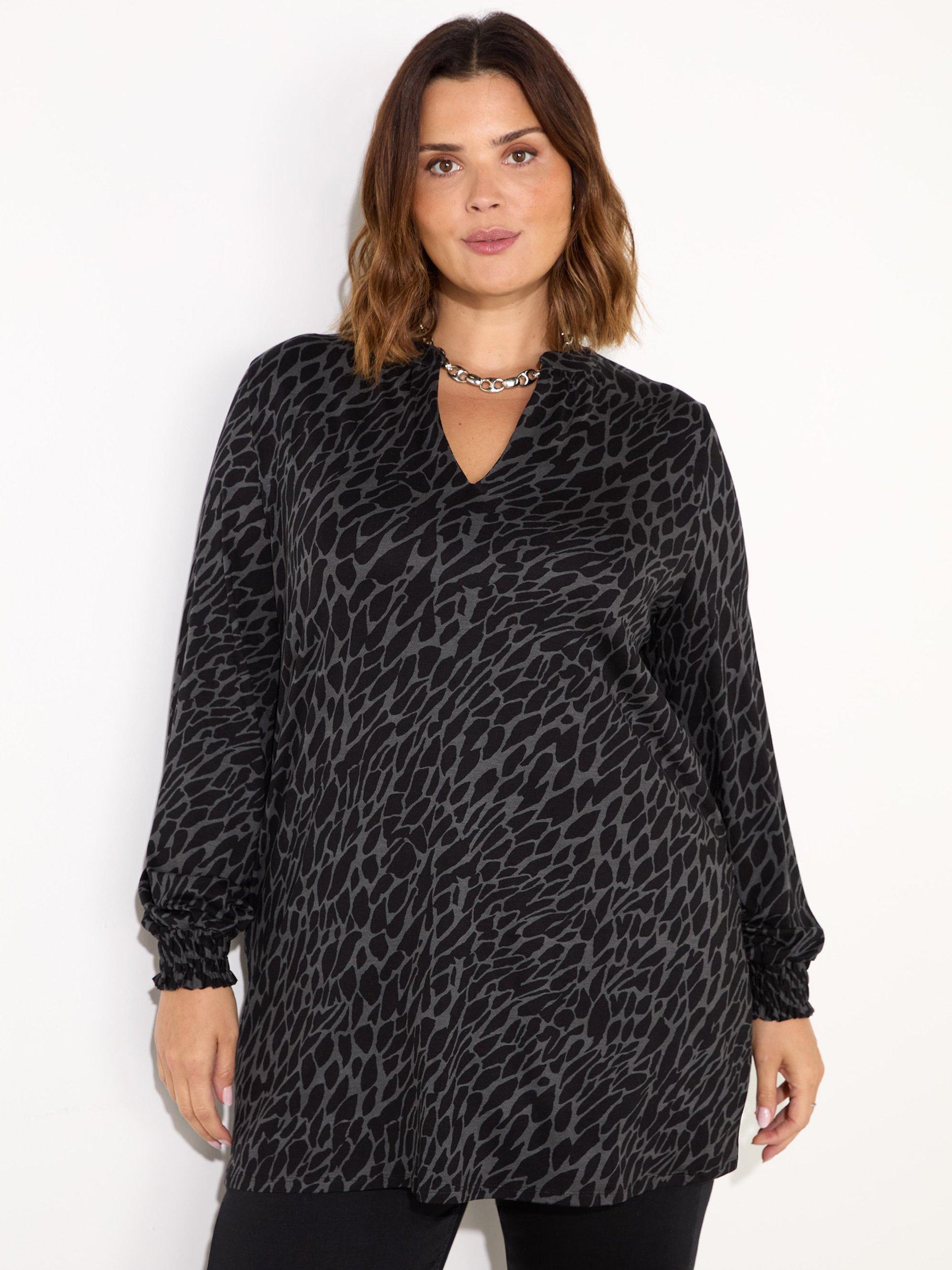 Live Unlimited Curve Snake Print Jersey Tunic Top, Grey