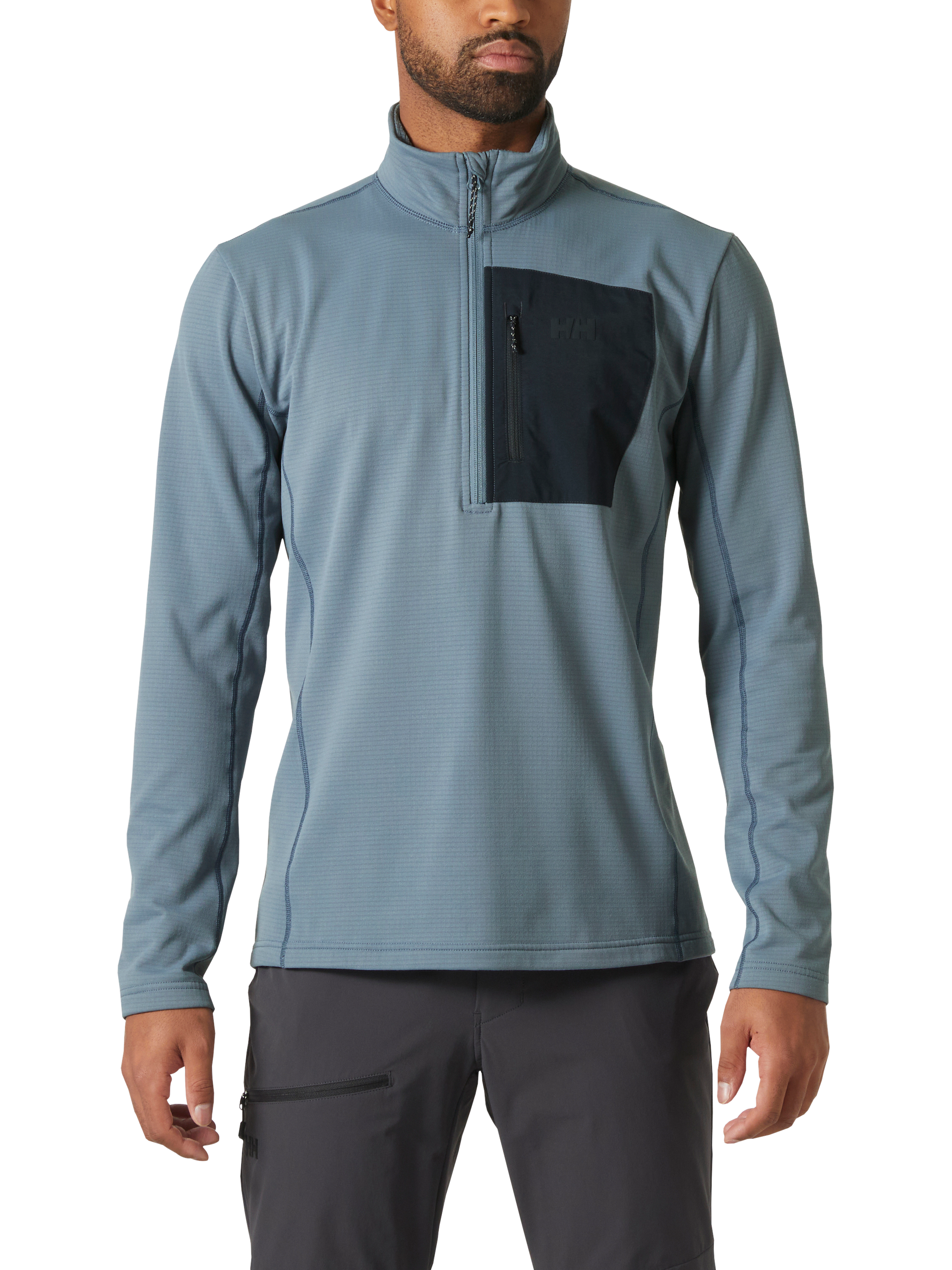 Product image 1 of 4, which shows Helly Hansen Men's Versalite Fleece Hoodie, Washed Navy, M