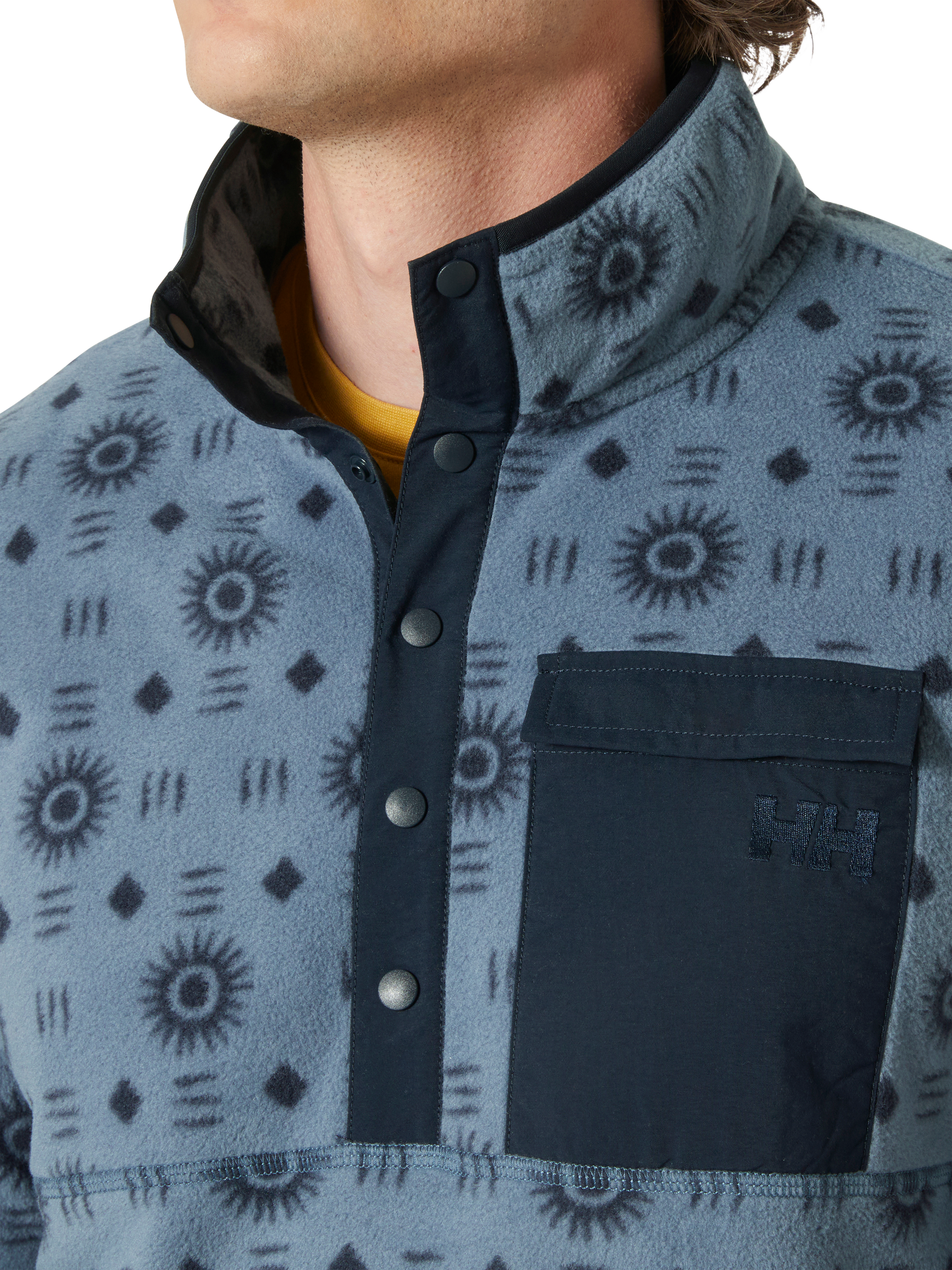 Product image 3 of 3, which shows Helly Hansen Men's Maridalen Printed Fleece, Blue Navy, L