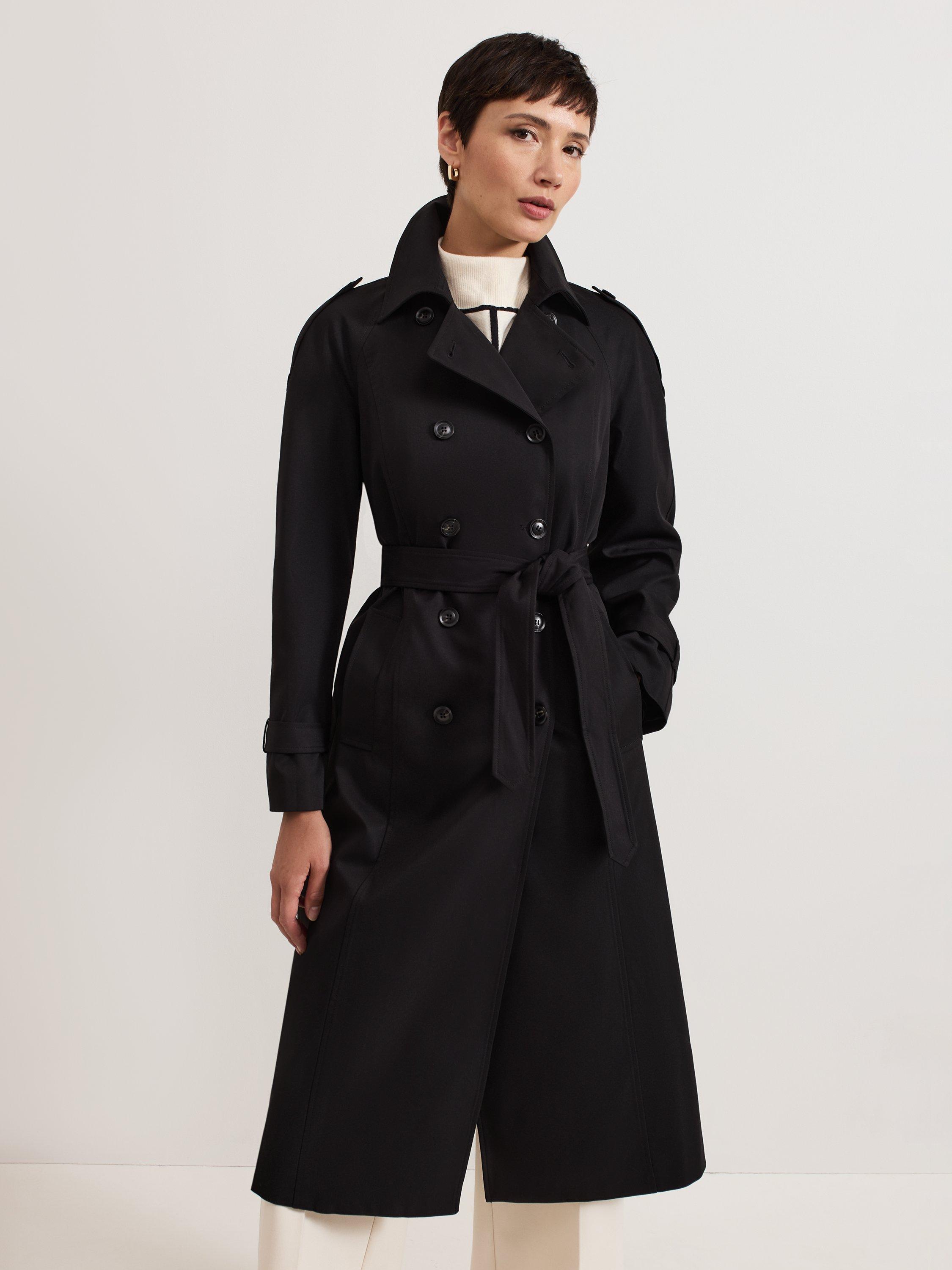 Product image 1 of 10, which shows Phase Eight Avalie Collar Detail Trench Coat, Black, 8