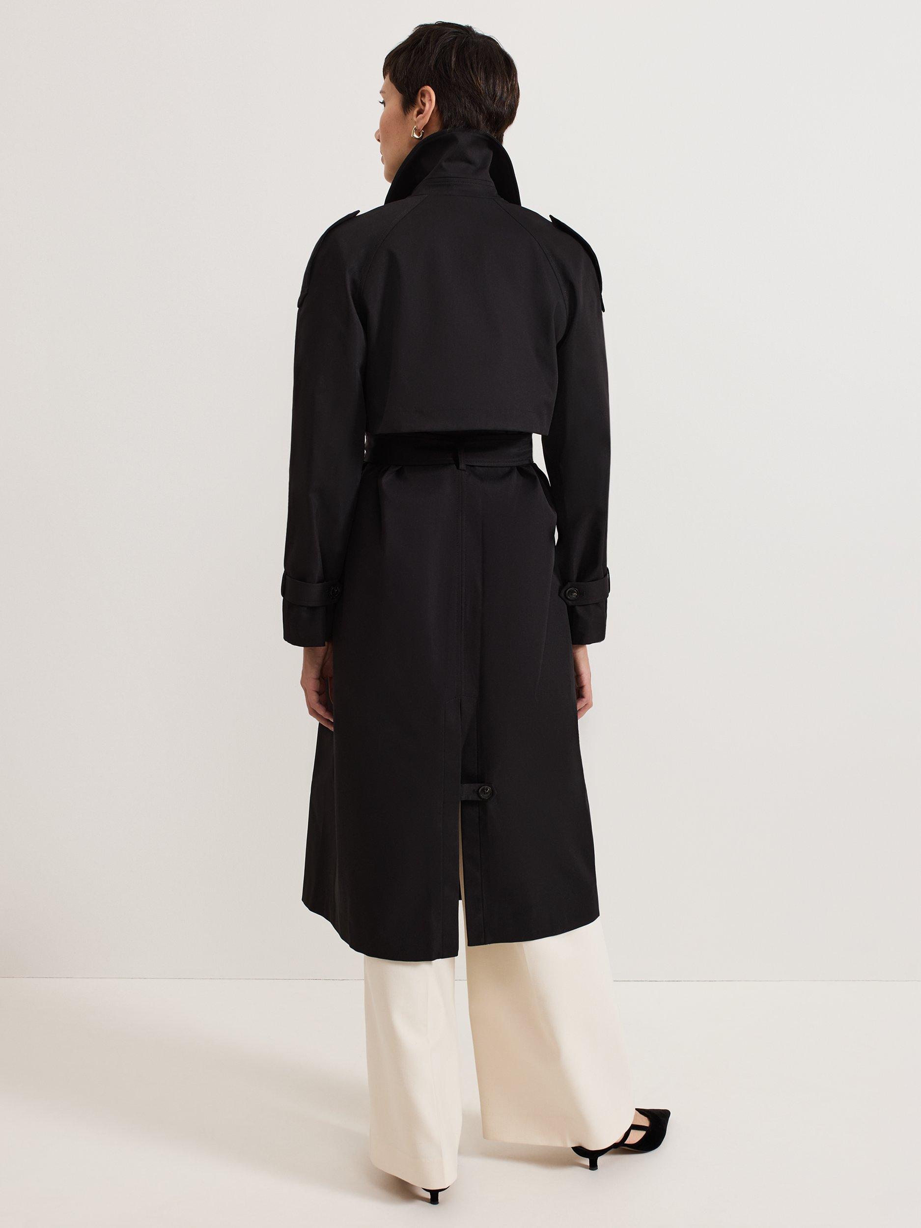 Product image 2 of 10, which shows Phase Eight Avalie Collar Detail Trench Coat, Black, 8