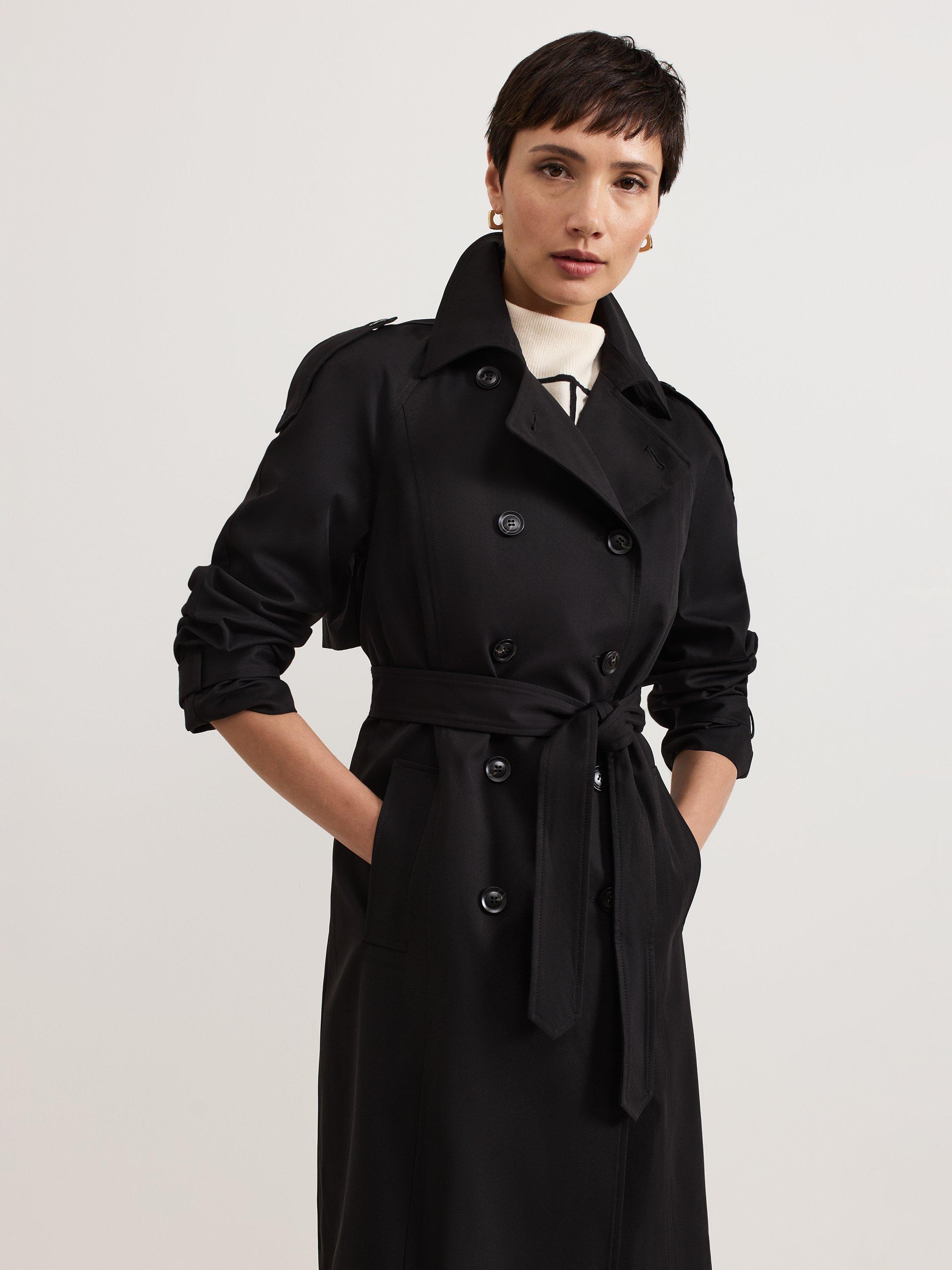 Product image 4 of 10, which shows Phase Eight Avalie Collar Detail Trench Coat, Black, 8