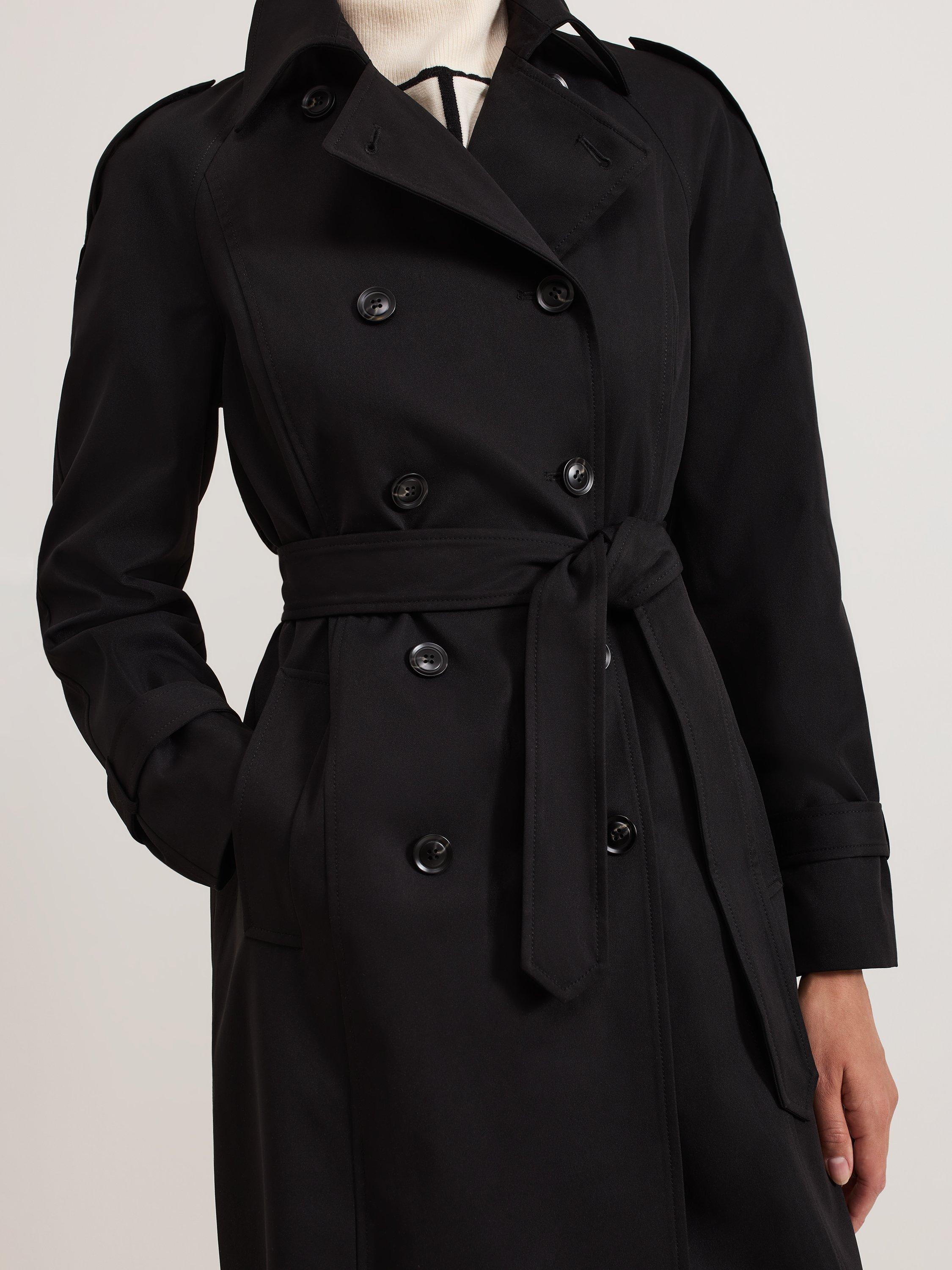 Product image 7 of 10, which shows Phase Eight Avalie Collar Detail Trench Coat, Black, 8