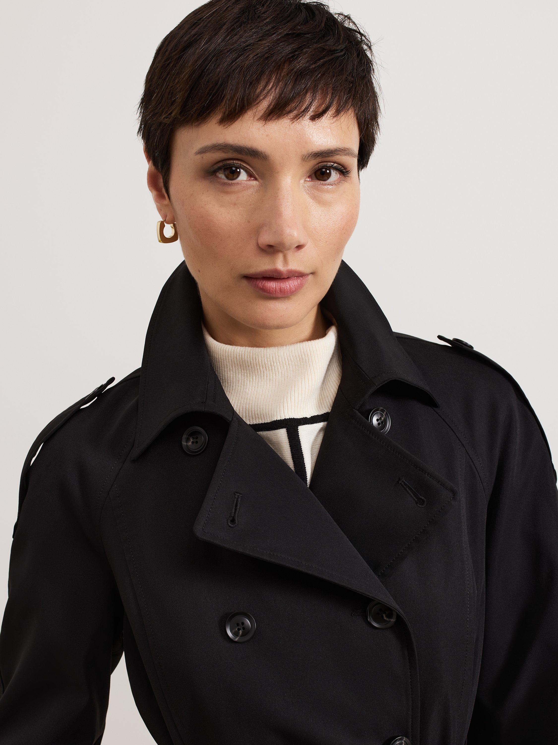 Product image 8 of 10, which shows Phase Eight Avalie Collar Detail Trench Coat, Black, 8