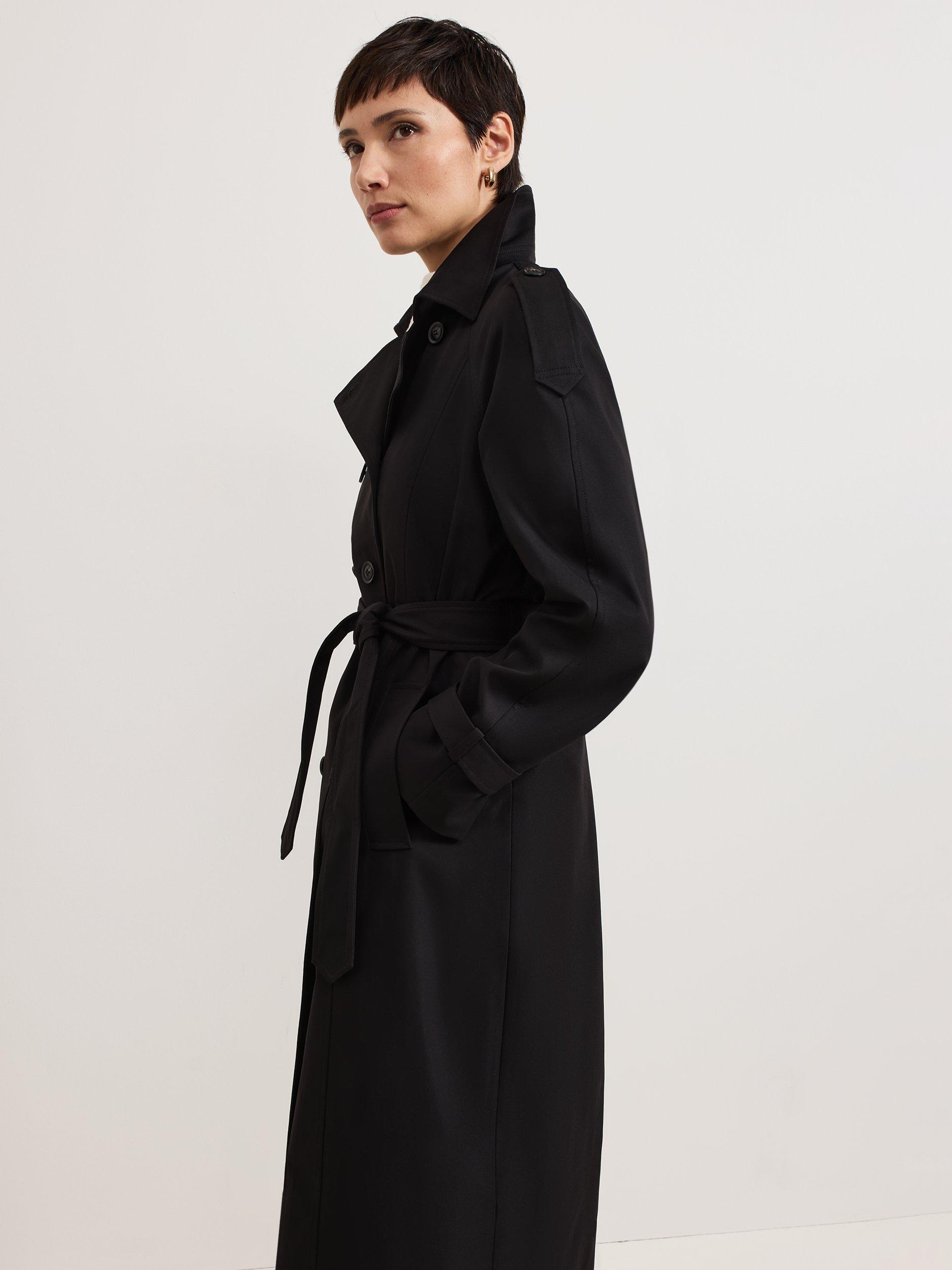 Product image 9 of 10, which shows Phase Eight Avalie Collar Detail Trench Coat, Black, 8