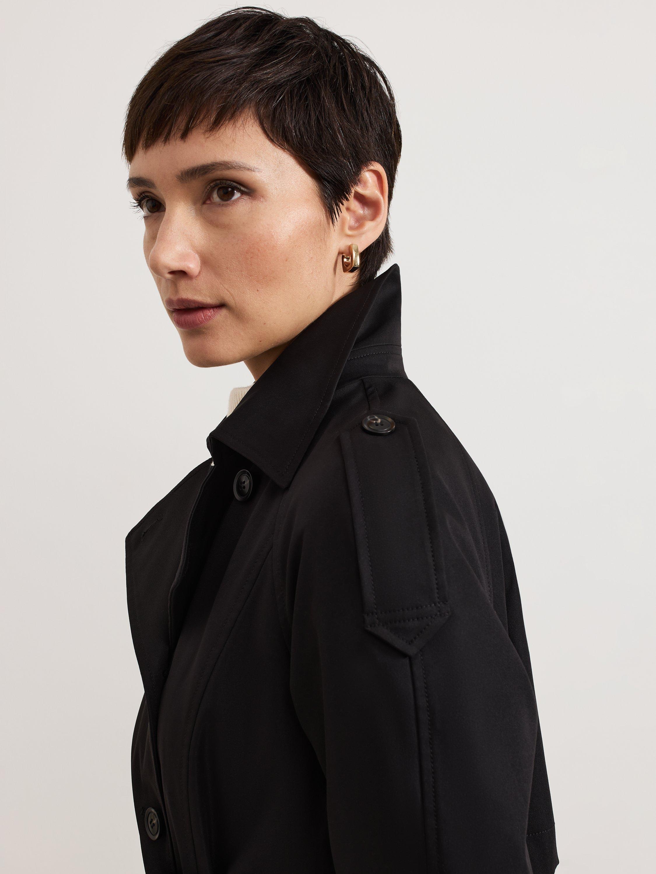 Product image 10 of 10, which shows Phase Eight Avalie Collar Detail Trench Coat, Black, 8