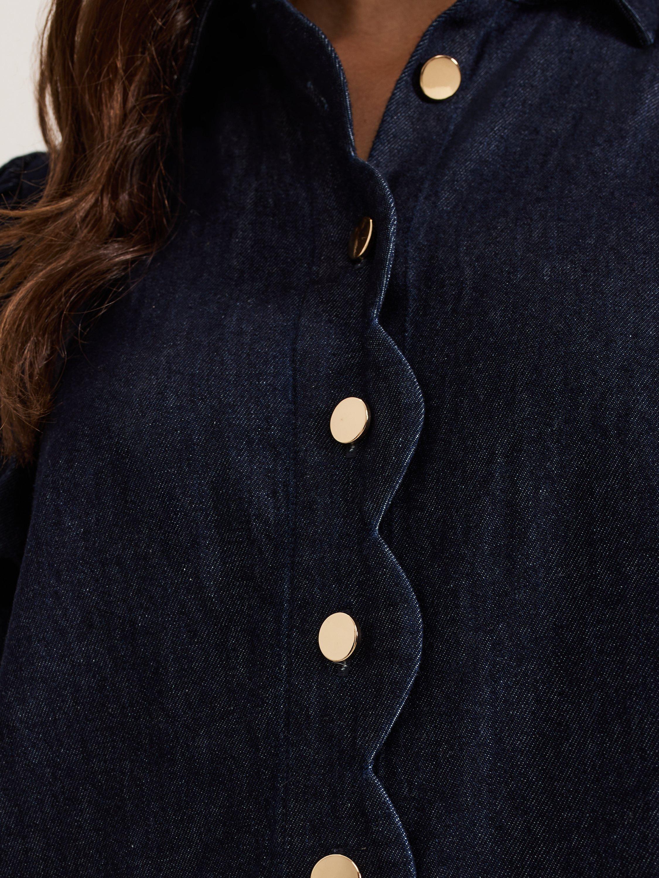 Product image 5 of 7, which shows Phase Eight Candice Denim Scallop Dress, Dark Blue, 8