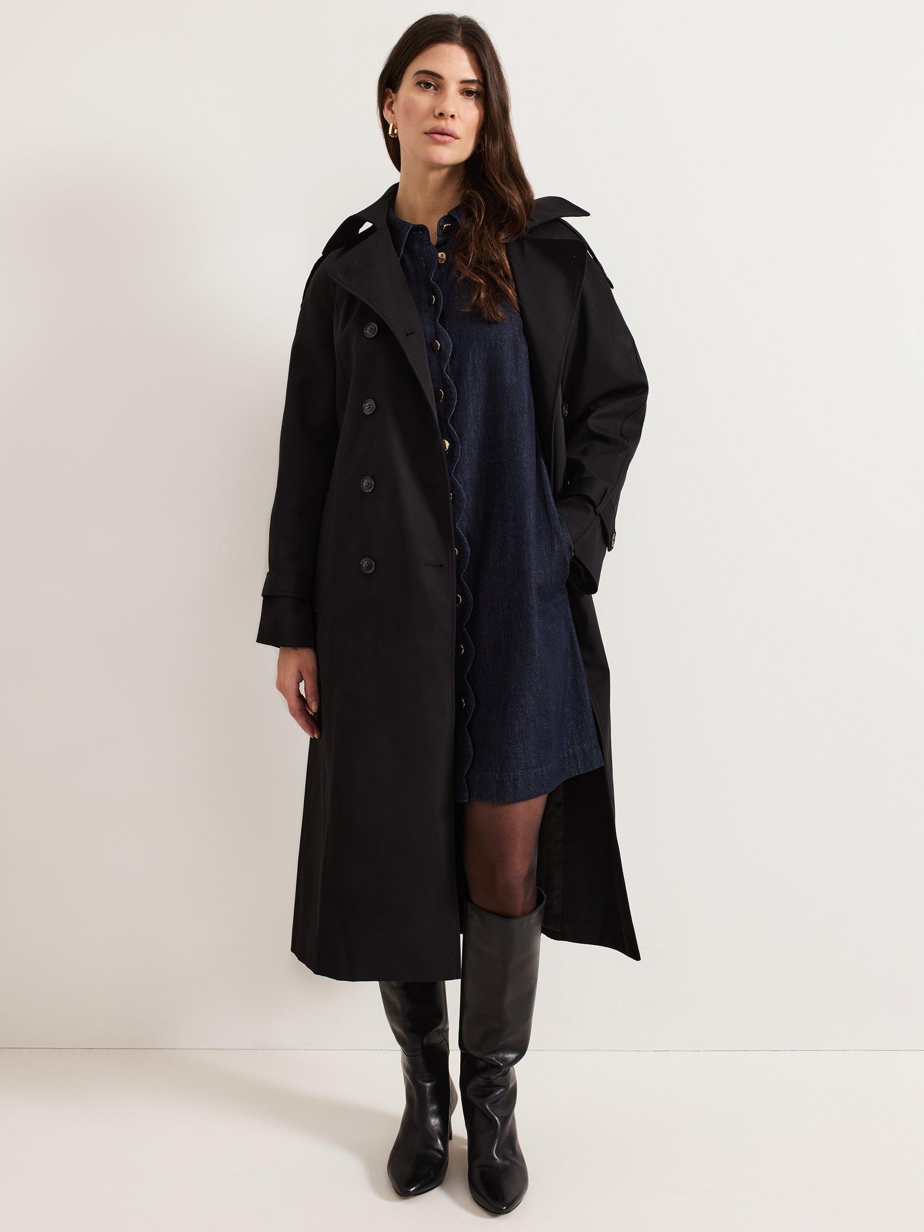 Product image 7 of 7, which shows Phase Eight Candice Denim Scallop Dress, Dark Blue, 8