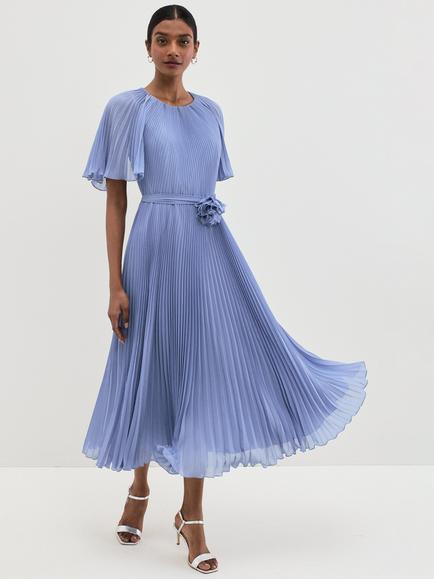 Phase Eight Kathleen Pleat Dress, Pale Blue, Pale Blue