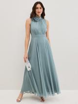 Phase Eight Senita Flower Detail Midi Dress, Eau De Nil